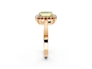 Starburst Halo Engagement Ring Setting for Fancy Yellow Asscher Cut Center with Flat Cathedral Band and Prong Head in Rose Gold