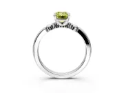 Solitaire Engagement Ring Setting for Fancy Yellow Emerald Cut Center with Beaded Shoulders and Prong Head in Sterling Silver