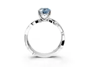 Solitaire Engagement Ring Setting for Fancy Blue Oval Center with Pave and Plain Crossover Band and Prong Head in Sterling Silver