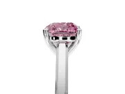 Solitaire Engagement Ring Setting for Fancy Pink Cushion Cut Center with Flat-Sided Plain Band and Prong Head in Sterling Silver