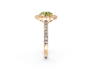 Milgrain Floral Halo Engagement Ring Setting for Fancy Yellow Round Cut Center with Pave Band and Prong Head in Rose Gold