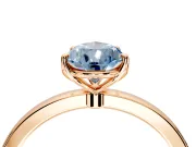 Solitaire Engagement Ring Setting for Fancy Blue Pear-Shaped Center with Thin Rounded Plain Band and Prong Head in Rose Gold