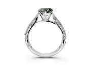 Solitaire Engagement Ring Setting for Fancy Green Heart-Shaped Center with Multi-Row Accents and Prong Head in Platinum