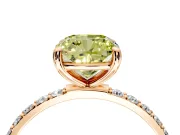 Solitaire Engagement Ring Setting for Fancy Yellow Cushion Cut Center with Pave Accents and Prong Head in Rose Gold