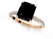 Solitaire Engagement Ring Setting for Fancy Black Radiant Cut Center with Pave Accents and Prong Head in Rose Gold