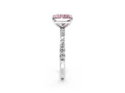Solitaire Engagement Ring Setting for Fancy Pink Radiant Cut Center with Pave Accents and Prong Head in Sterling Silver