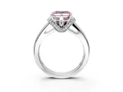 Solitaire Engagement Ring Setting for Fancy Pink Asscher Cut Center with Wide Band, Pave Collar and Prong Head in White Gold