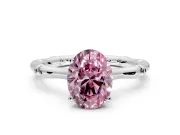Solitaire Engagement Ring Setting for Fancy Pink Oval Center with Bamboo Band and Prong Head in Platinum