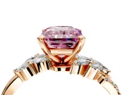 Solitaire Engagement Ring Setting for Fancy Pink Radiant Cut Center with Marquise Accent Twist Band and Prong Head in Rose Gold