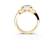 Cluster Engagement Ring Setting for Asscher Cut Center with Milgrain Shoulder Clusters and Prong Head in Yellow Gold