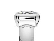 Solitaire Engagement Ring Setting for Asscher Cut Center with Wide Band and Bezel Head in White Gold