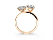 Heart-Shaped and Emerald Cut Lab-Grown Diamond Toi et Moi Engagement Ring with Prong-Set Stones in Rose Gold