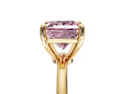 Minimalist Solitaire Engagement Ring Setting for Fancy Pink Princess Cut Center with Thin Band and Prong Head in Yellow Gold