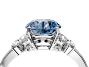 Solitaire Engagement Ring Setting for Fancy Blue Round Cut Center with Marquise Flower Shoulders and Prong Head in Platinum