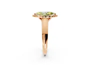 Halo Engagement Ring Setting for Fancy Yellow Marquise Center with Knife Ridge Cathedral Band and Prong Head in Rose Gold