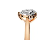 Solitaire Engagement Ring Setting for Heart-Shaped Center with Narrow Cathedral Band and Prong Head in Rose Gold