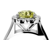 Halo Engagement Ring Setting for Fancy Yellow Round Cut Center with Square Band and Prong Head in Platinum