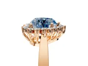 Starburst Halo Engagement Ring Setting for Fancy Blue Heart-Shaped Center with Flat Cathedral Band and Prong Head in Rose Gold