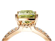 Solitaire Engagement Ring Setting for Fancy Yellow Princess Cut Center with Raised Channel Band and Prong Head in Rose Gold