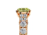 Solitaire Engagement Ring Setting for Fancy Yellow Asscher Cut Center with Pave Cathedral Shoulders and Prong Head in Rose Gold