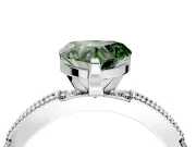 Solitaire Engagement Ring Setting for Fancy Green Heart-Shaped Center with Milgrain-Edged Pave Band and Prong Head in Sterling Silver