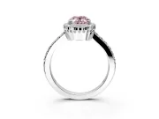 Halo Engagement Ring Setting for Fancy Pink Oval Center with Inner Milgrain Border and Prong Head in Sterling Silver