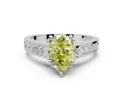 Solitaire Engagement Ring Setting for Fancy Yellow Pear-Shaped Center with Channel Band and Double Claw Prong Head in Sterling Silver