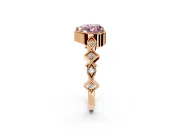 Milgrain Bezel Engagement Ring Setting for Fancy Pink Heart-Shaped Center with Marquise Stations and Bezel Head in Rose Gold