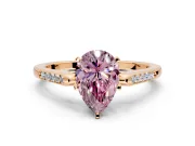 Solitaire Engagement Ring Setting for Fancy Pink Pear-Shaped Center with Channel Accents and Prong Head in Rose Gold