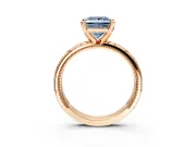 Solitaire Engagement Ring Setting for Fancy Blue Princess Cut Center with Scrollwork Band and Prong Head in Rose Gold