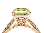 Solitaire Engagement Ring Setting for Fancy Yellow Asscher Cut Center with Pave Rail Split Shank and Prong Head in Rose Gold