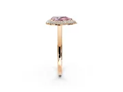 Halo Engagement Ring Setting for Fancy Pink Pear-Shaped Center with Plain Tapered Band and Prong Head in Rose Gold