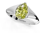 Tension Engagement Ring Setting for Fancy Yellow Pear-Shaped Center with Wide Tapered Band and Tension Head in Sterling Silver