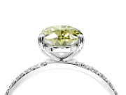Solitaire Engagement Ring Setting for Fancy Yellow Oval Center with Pave Accents and Prong Head in Sterling Silver