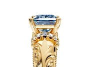 Solitaire Engagement Ring Setting for Fancy Blue Princess Cut Center with Filigree Accent Basket and Prong Head in Yellow Gold