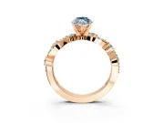 Solitaire Engagement Ring Setting for Fancy Blue Marquise Center with Bar-Station Pave Twist and Prong Head in Rose Gold