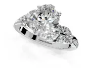 Solitaire Engagement Ring Setting for Oval Center with Marquise Accent Twist Band and Prong Head in Platinum