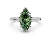 Solitaire Engagement Ring Setting for Fancy Green Marquise Center with Cathedral Band and Prong Head in Platinum