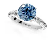 Rope Engagement Ring Setting for Fancy Blue Round Cut Center with Accent Shoulders and Prong Head in Sterling Silver
