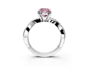 Solitaire Engagement Ring Setting for Fancy Pink Cushion Cut Center with Half-Pave Crossover Band and Prong Head in Sterling Silver