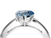 Solitaire Engagement Ring Setting for Fancy Blue Heart-Shaped Center with Flat-Sided Plain Band and Prong Head in Platinum