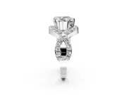 Halo Engagement Ring Setting for Pear-Shaped Center with Pave Infinity Twist Band and Prong Head in Sterling Silver