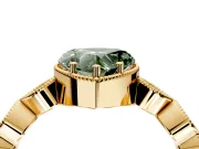 Vintage Station Engagement Ring Setting for Fancy Green Heart-Shaped Center with Accents and Prong Head in Yellow Gold