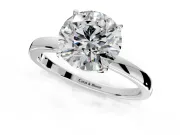 Solitaire Engagement Ring Setting for Round Cut Center with Thin Rounded Plain Band and Prong Head in Platinum