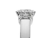 Solitaire Engagement Ring Setting for Radiant Cut Center with Wide Band, Pave Collar and Prong Head in Platinum