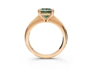 Solitaire Engagement Ring Setting for Fancy Green Princess Cut Center with Reverse Tapered Band and Prong Head in Rose Gold