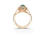 Double Halo Engagement Ring Setting for Fancy Green Marquise Center with Narrow Pave Split Shank and Prong Head in Rose Gold