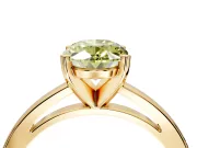 Solitaire Engagement Ring Setting for Fancy Yellow Oval Center with Basket Rail and Prong Head in Yellow Gold