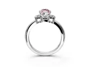 3 Stone Engagement Ring Setting for Fancy Pink Marquise Center with Wide Plain Band and Prong Head in Platinum