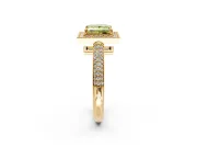 Milgrain Halo Engagement Ring Setting for Fancy Yellow Princess Cut Center with Three-Sided Pave Band and Prong Head in Yellow Gold